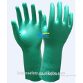 Long Cuff Green Flock Lined Nitrile Chemical Resistant Acid-based Proof Protective Gloves